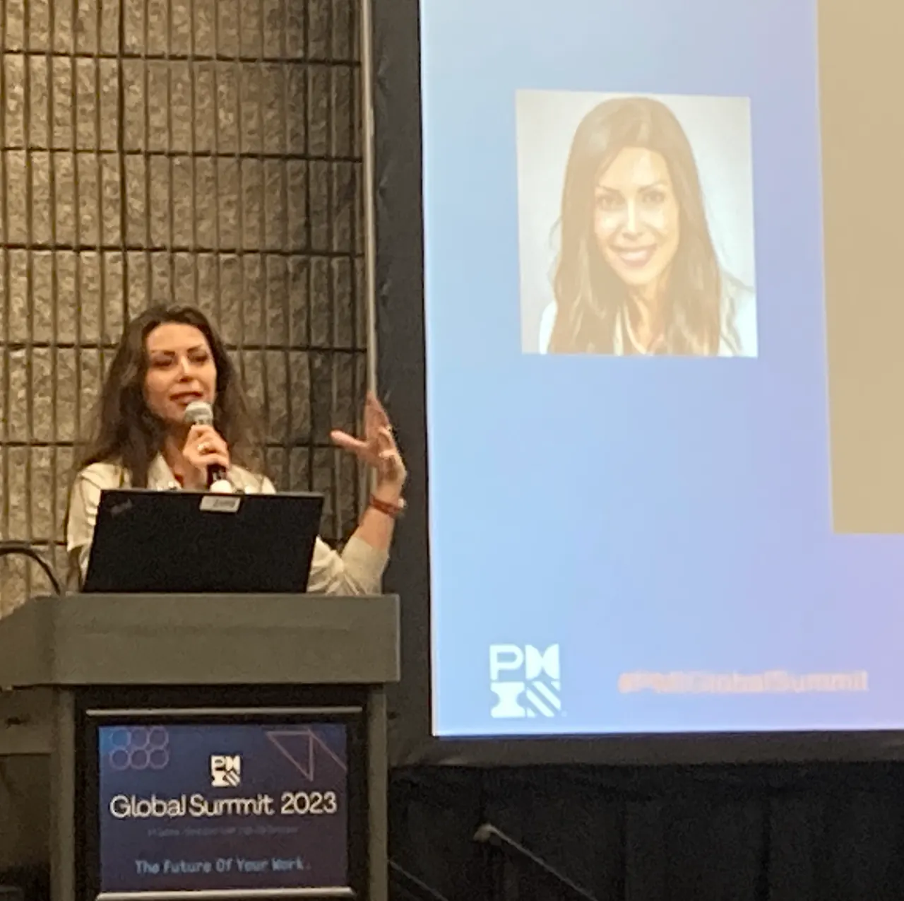 Shirin Alipanah speaking at PMI Global Summit 2023